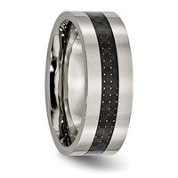 Titanium Polished w/Black Carbon Fiber Inlay Flat 8mm Band