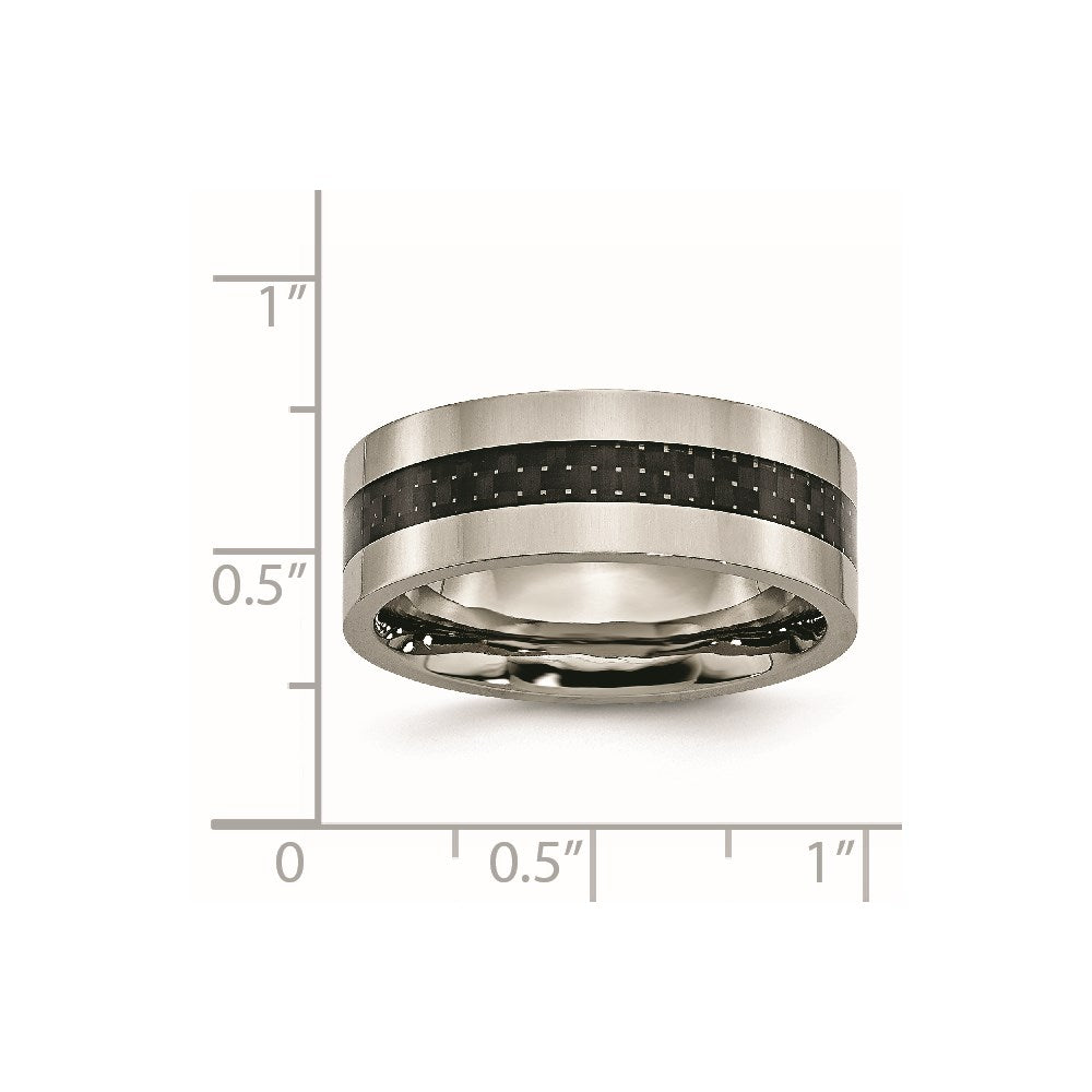 Titanium Polished w/Black Carbon Fiber Inlay Flat 8mm Band