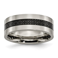 Titanium Polished w/Black Carbon Fiber Inlay Flat 8mm Band