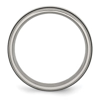 Titanium Antiqued Brushed Center Sterling Silver Inlay 6mm Grooved Band