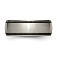 Titanium Brushed with Black Rubber 8mm Band