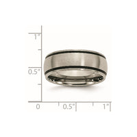 Titanium Brushed with Black Rubber 8mm Band