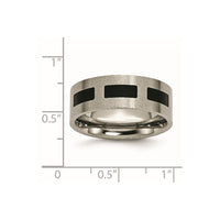 Titanium Brushed with Black Rubber 8mm Flat Band
