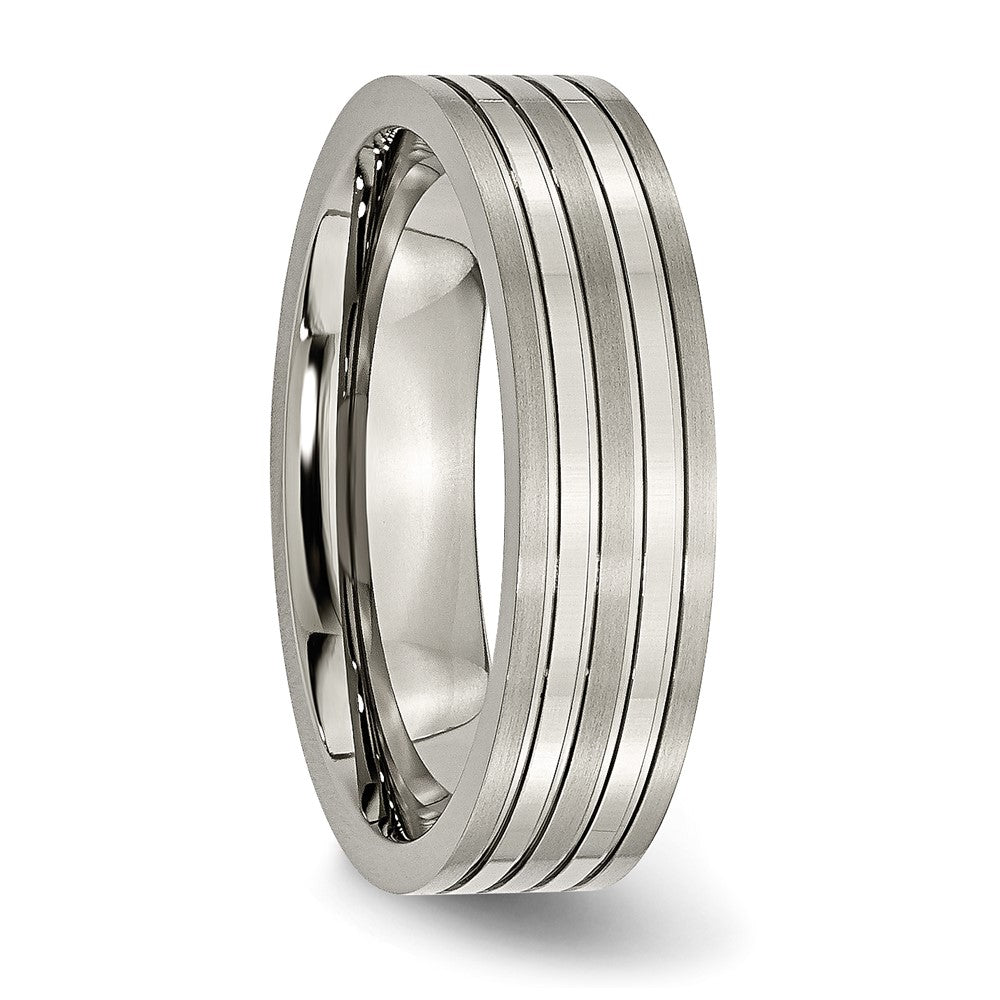 Titanium Brushed and Polished 6mm Grooved Band
