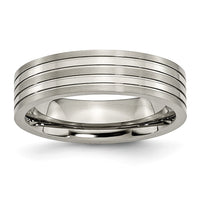 Titanium Brushed and Polished 6mm Grooved Band