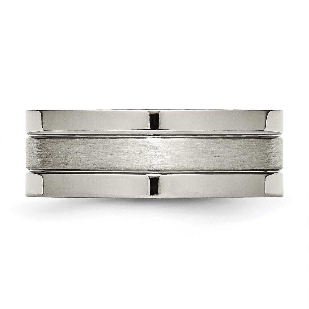 Titanium Brushed Center 8mm Grooved Band