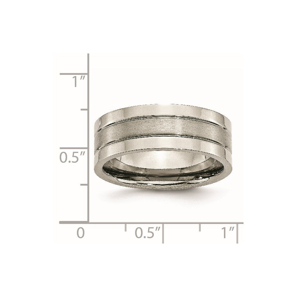 Titanium Brushed Center 8mm Grooved Band
