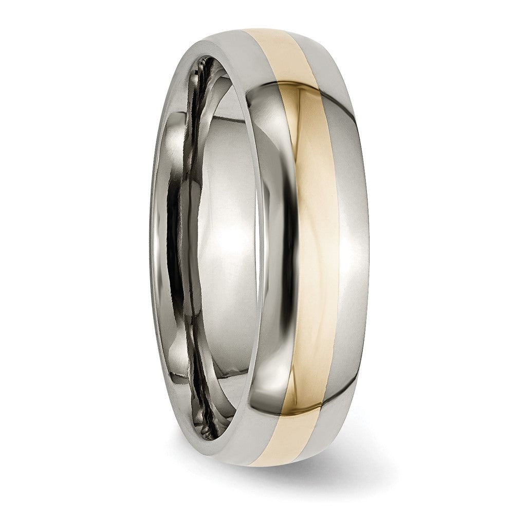 Titanium Polished w/14k Yellow Inlay 6mm Band