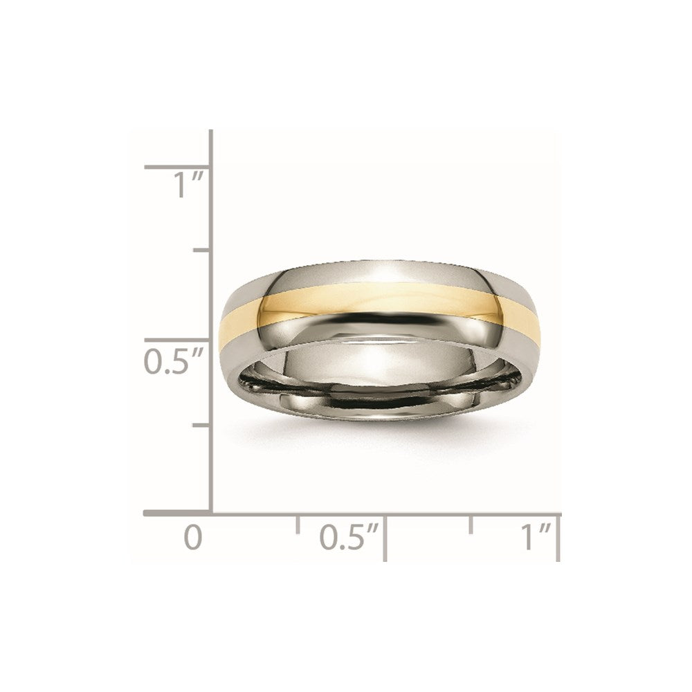 Titanium Polished w/14k Yellow Inlay 6mm Band