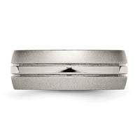 Titanium Brushed and Polished 8mm Grooved Band