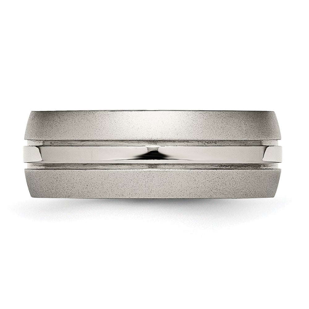 Titanium Brushed and Polished 8mm Grooved Band