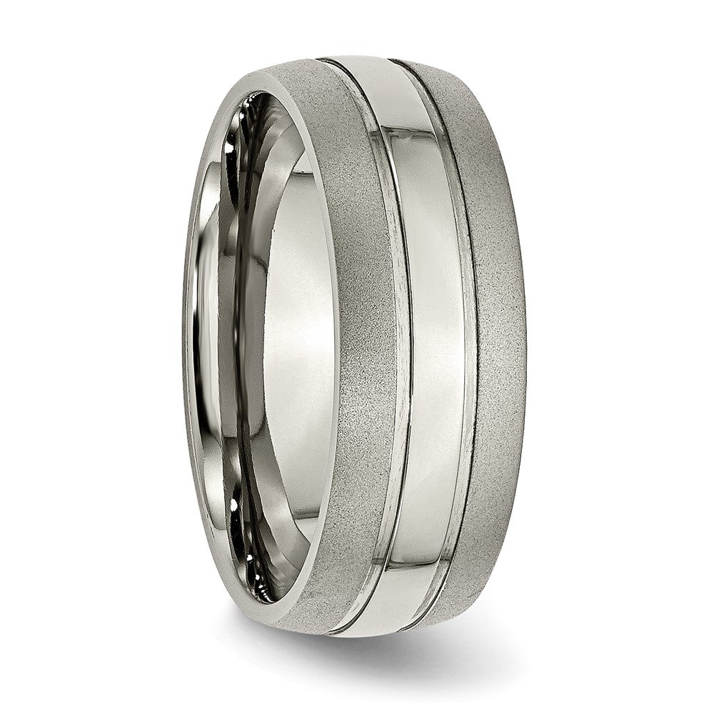 Titanium Brushed and Polished 8mm Grooved Band