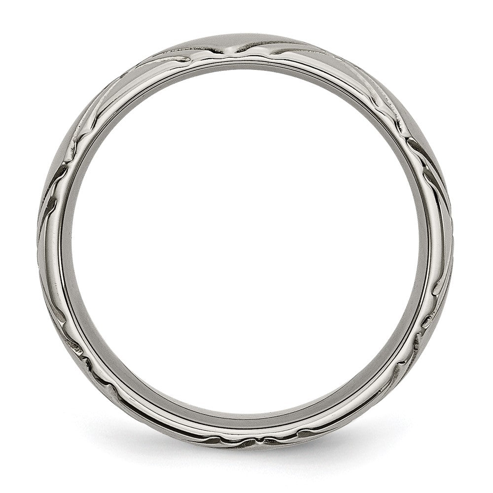 Titanium Brushed and Polished 6mm Criss-cross Design Band