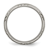 Titanium Brushed and Polished 6mm Criss-cross Design Band