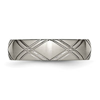 Titanium Brushed and Polished 6mm Criss-cross Design Band