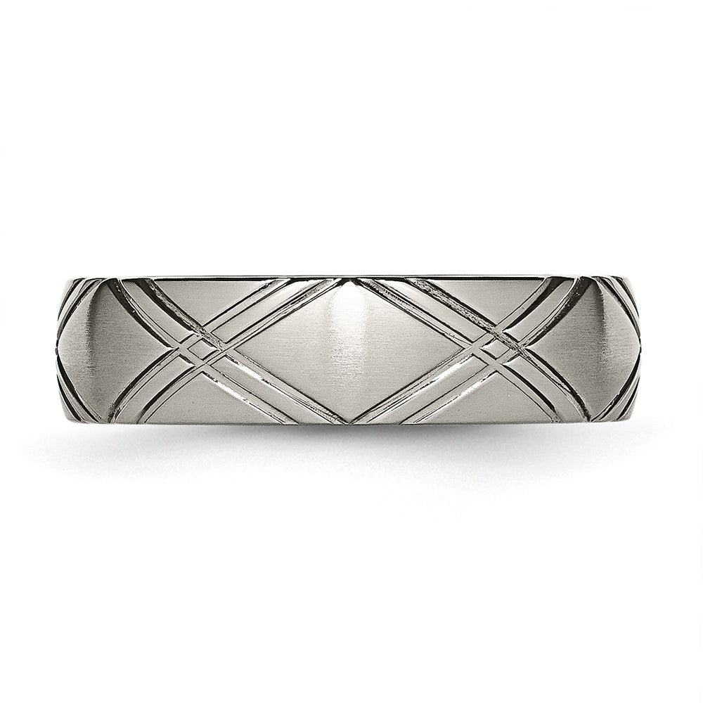 Titanium Brushed and Polished 6mm Criss-cross Design Band