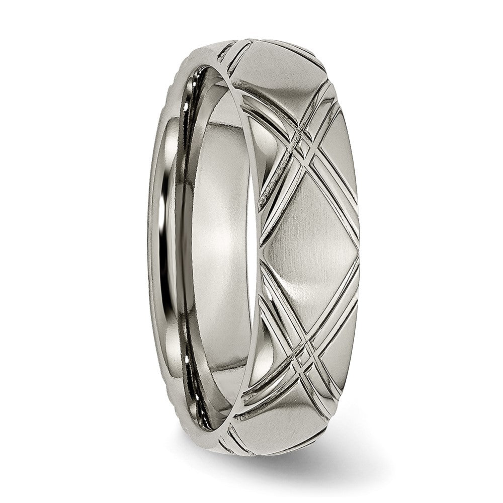 Titanium Brushed and Polished 6mm Criss-cross Design Band
