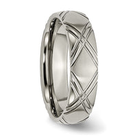 Titanium Brushed and Polished 6mm Criss-cross Design Band