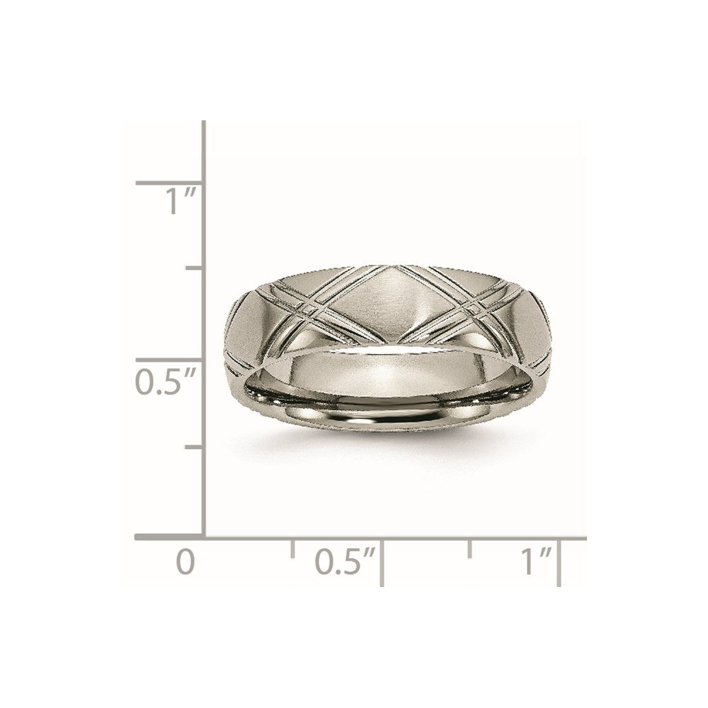 Titanium Brushed and Polished 6mm Criss-cross Design Band