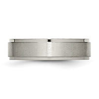Titanium Brushed Center 6mm Ridged Edge Band
