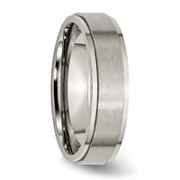 Titanium Brushed Center 6mm Ridged Edge Band