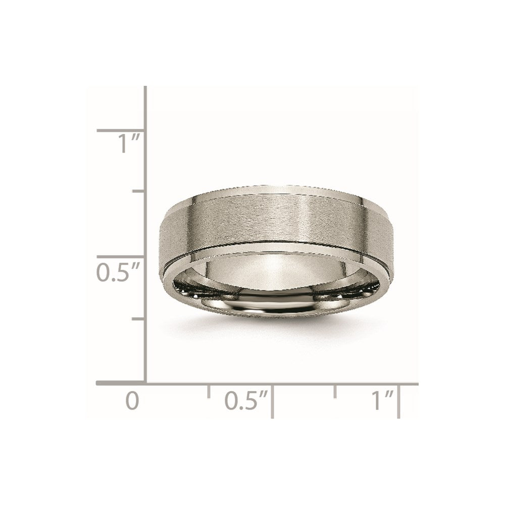 Titanium Brushed Center 7mm Ridged Edge Band