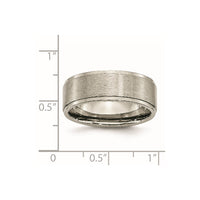 Titanium Brushed Center 8mm Ridged Edge Band