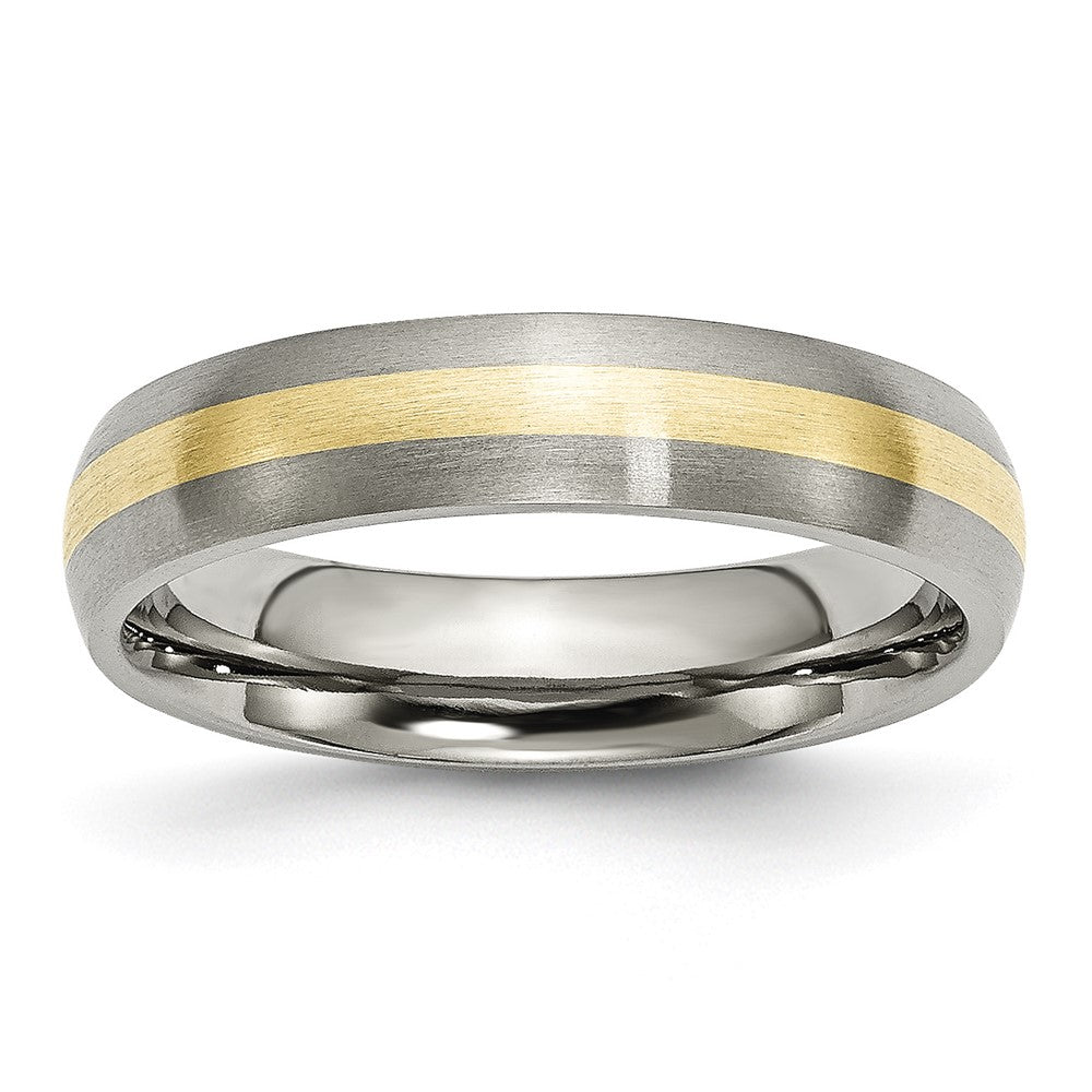 Titanium Brushed w/14k Yellow Inlay 5mm Band
