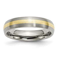 Titanium Brushed w/14k Yellow Inlay 5mm Band
