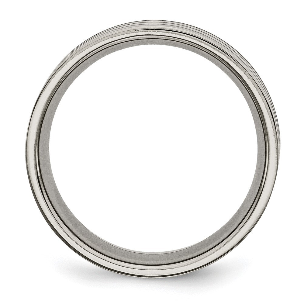 Titanium Polished Brown Enamel Striped 8mm Flat Band