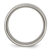 Titanium Polished Brown Enamel Striped 8mm Flat Band