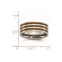 Titanium Polished Brown Enamel Striped 8mm Flat Band