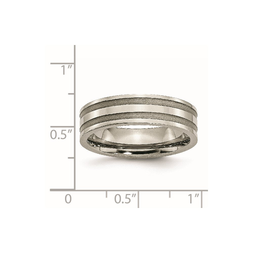 Titanium Brushed and Polished 6mm Grooved Band