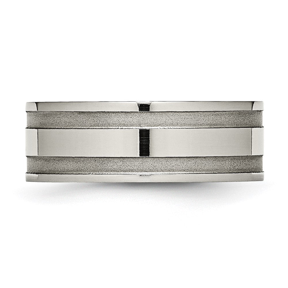 Titanium Brushed and Polished 8mm Grooved Band