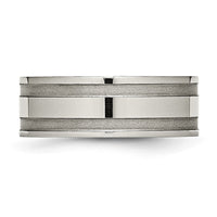 Titanium Brushed and Polished 8mm Grooved Band