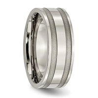 Titanium Brushed and Polished 8mm Grooved Band