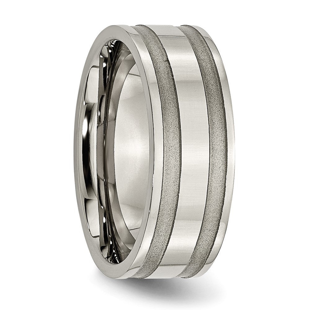 Titanium Brushed and Polished 8mm Grooved Band