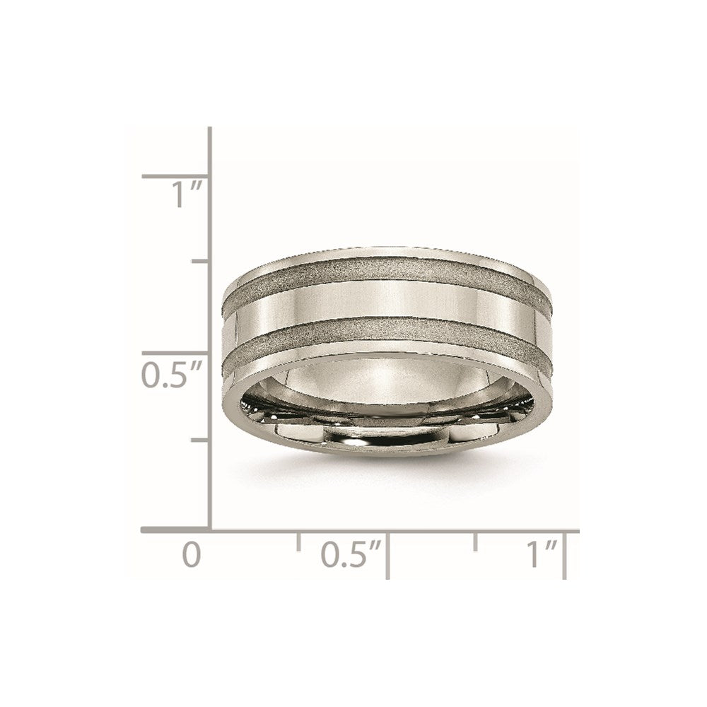 Titanium Brushed and Polished 8mm Grooved Band