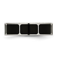 Titanium Polished Black Enamel 6mm Flat Band
