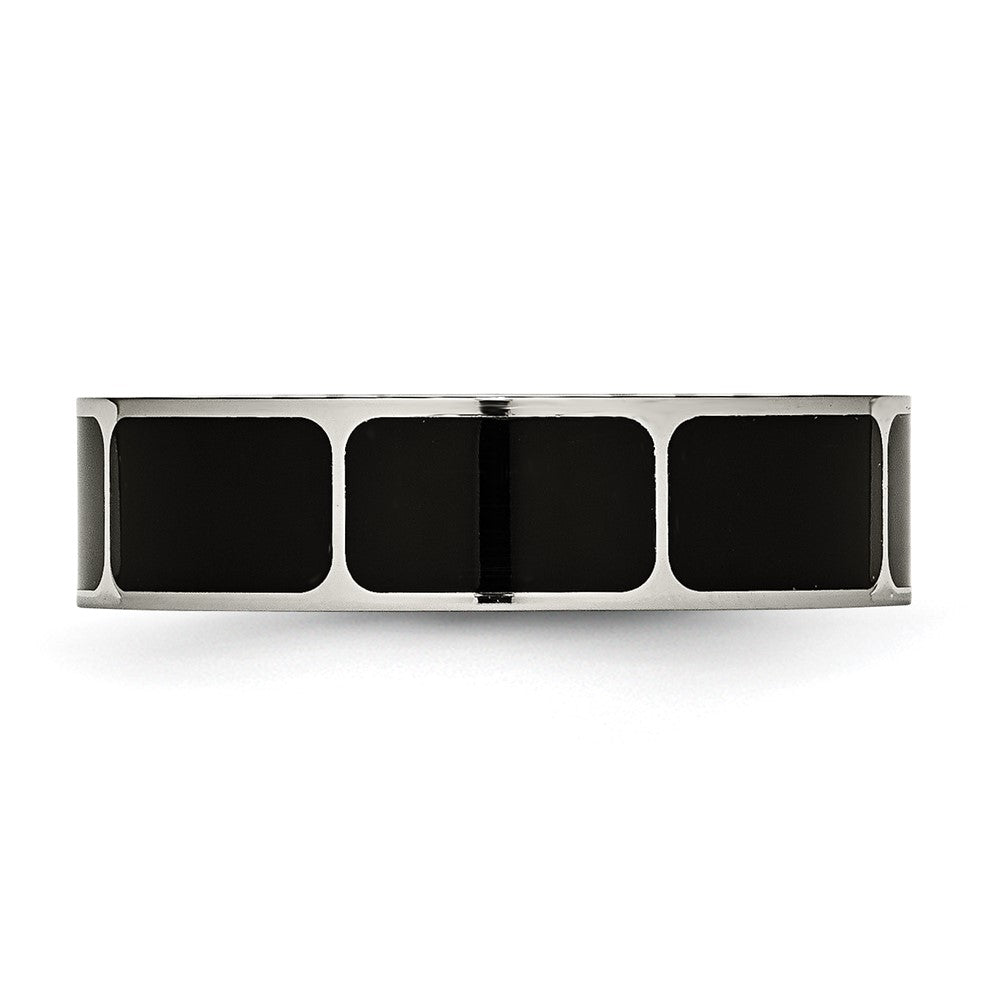 Titanium Polished Black Enamel 6mm Flat Band