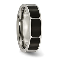 Titanium Polished Black Enamel 6mm Flat Band