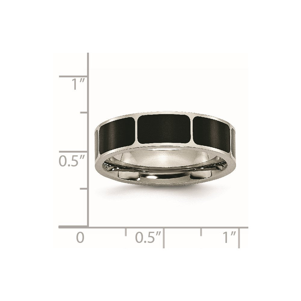 Titanium Polished Black Enamel 6mm Flat Band