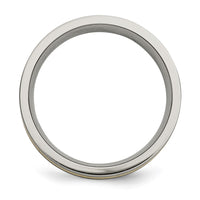 Titanium Antiqued and Brushed w/14k Yellow Inlay 7mm Flat Band