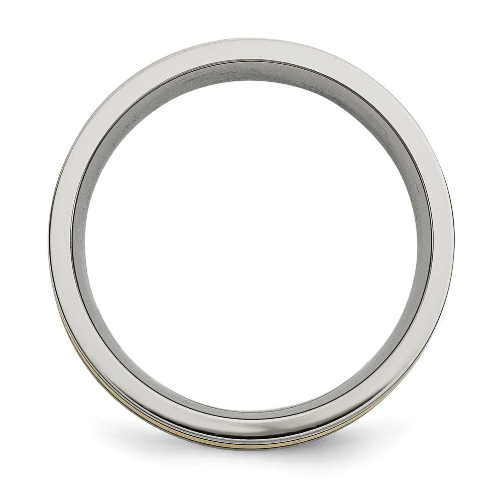 Titanium Antiqued and Brushed w/14k Yellow Inlay 7mm Flat Band
