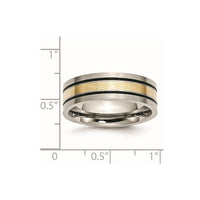 Titanium Antiqued and Brushed w/14k Yellow Inlay 7mm Flat Band