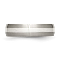 Titanium Brushed w/Sterling Silver Inlay 6mm Band