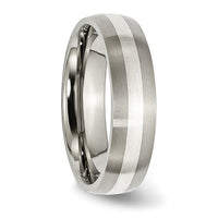 Titanium Brushed w/Sterling Silver Inlay 6mm Band