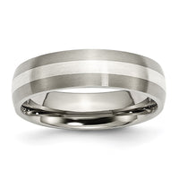 Titanium Brushed w/Sterling Silver Inlay 6mm Band