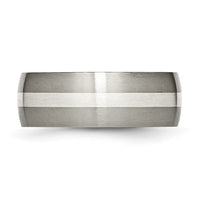 Titanium Brushed w/Sterling Silver Inlay 8mm Band