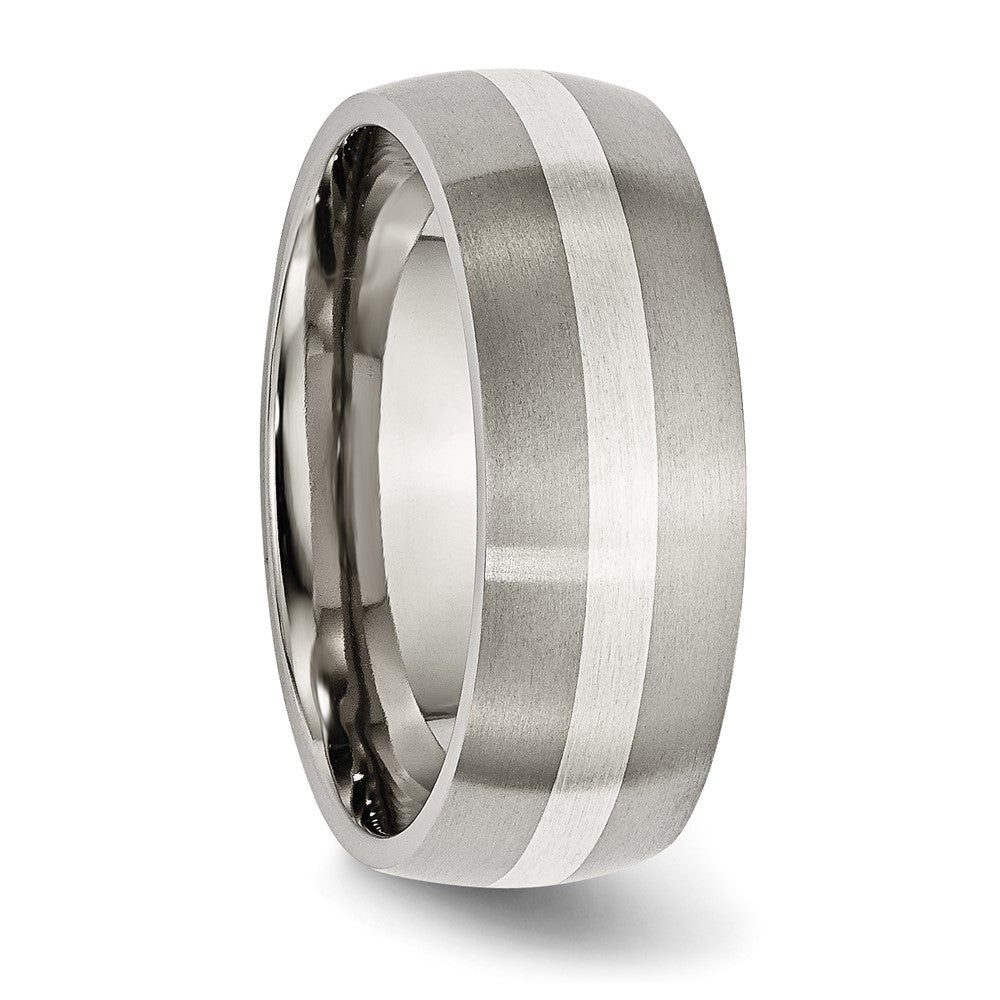 Titanium Brushed w/Sterling Silver Inlay 8mm Band